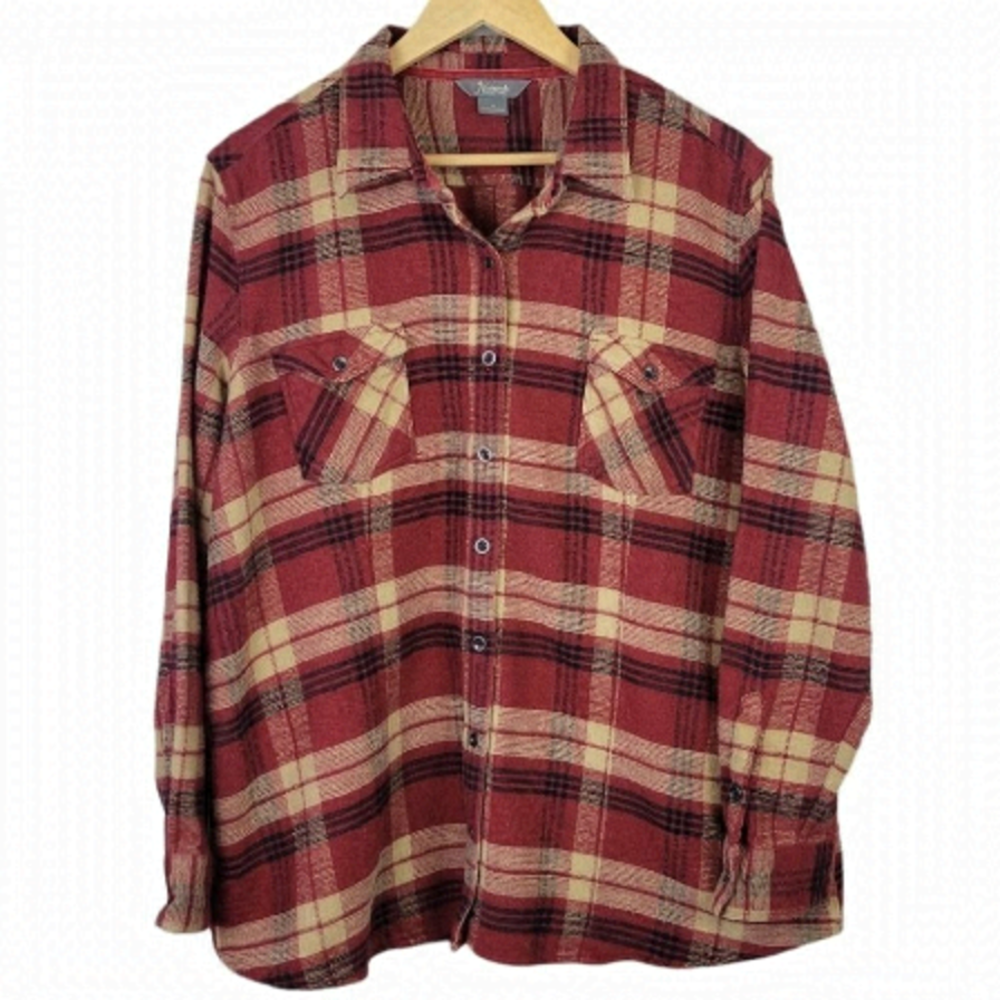 NATURAL reflections plaid button shacket overshirt rustic 1x